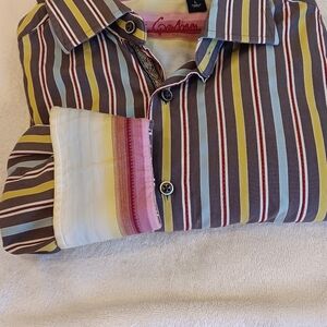 Robert Graham Multicolor Stripes Casual Long Sleeves Button Down Shirt Size L